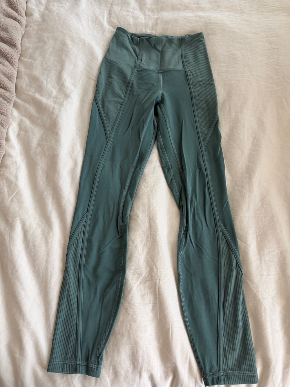lululemon athletica Teal Ribbed-Panel Leggings
